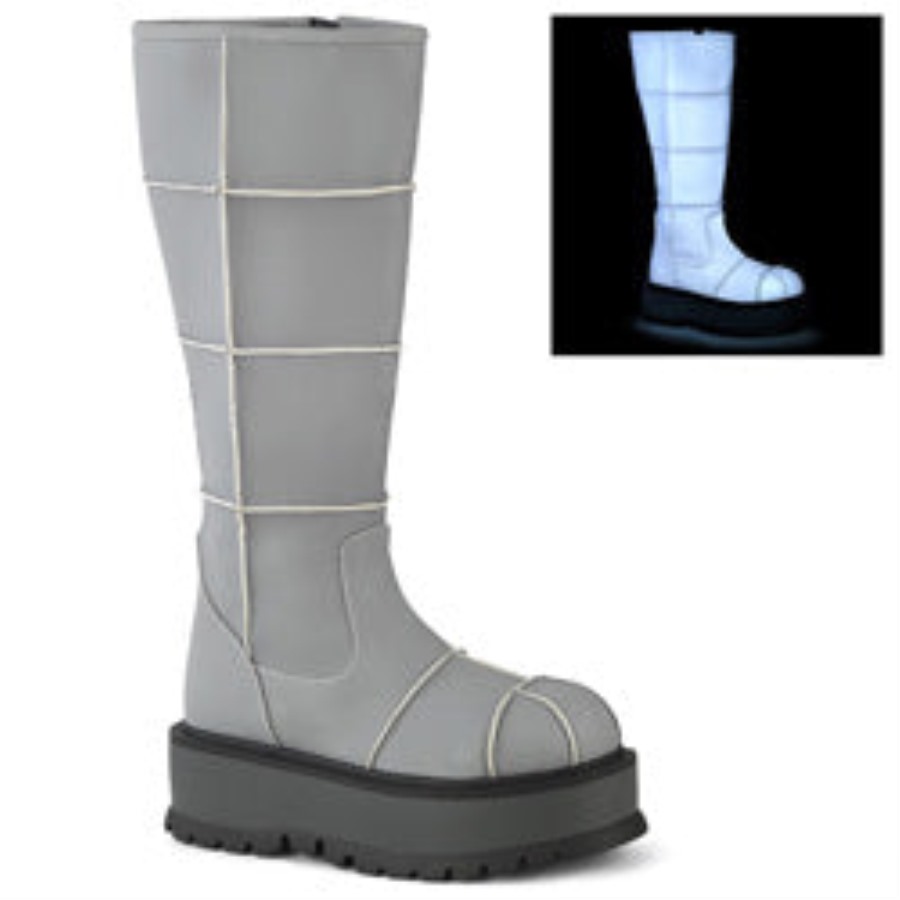 Slacker-230 デモニア ジャパン グレー リフレクティブ ビーガン レザー