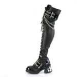 Demonia Japan ブラック ストレッチ ビーガン レザー Bratty-304 - Image 4