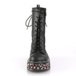 Emily-350 黒のビーガン レザー花柄生地 Demonia Japan - Image 3